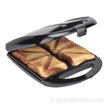 4 tranches de fabricant sandwich avec couvercle en acier inoxydable grillable fabricant de fabricant de fabricant de sandwich avec plaque détachable